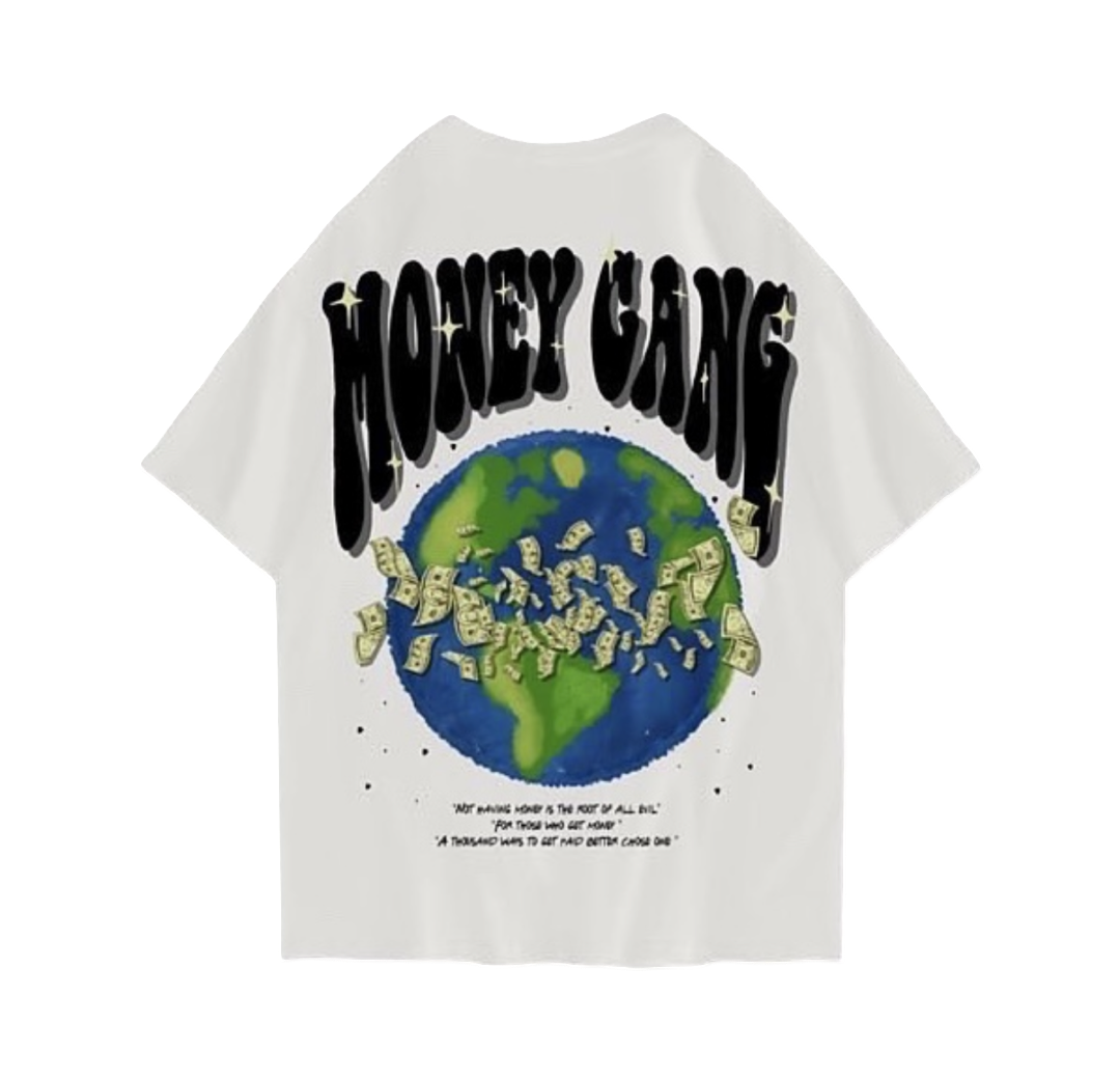 "Money Make The World Spin" T-Shirt White