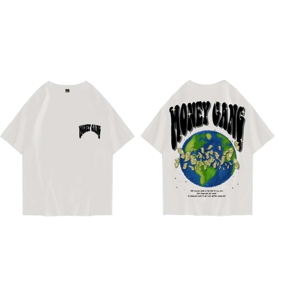 "Money Make The World Spin" T-Shirt White