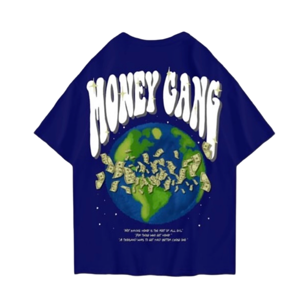 "Money Make The World Spin" T-Shirt Blue