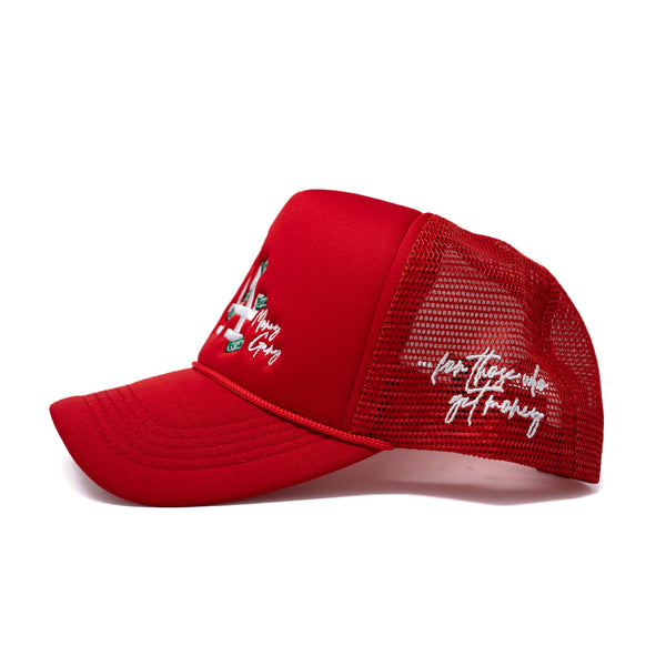 "LA" Dollar Bills Trucker Hat (Red)