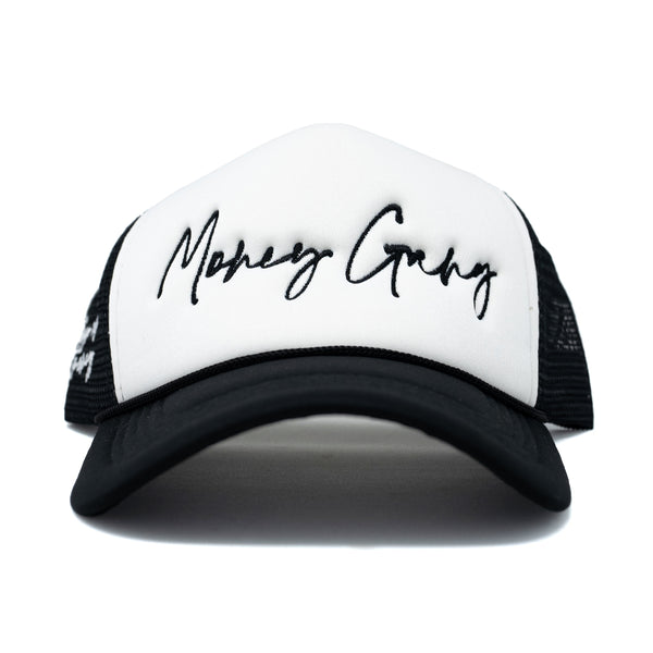 MoneyGang Black & White Trucker Hat