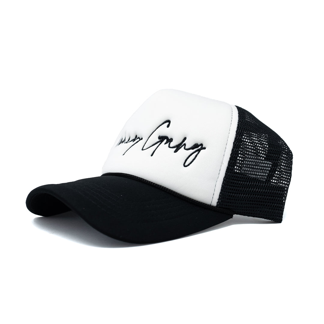 MoneyGang Black & White Trucker Hat