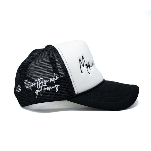 MoneyGang Black & White Trucker Hat