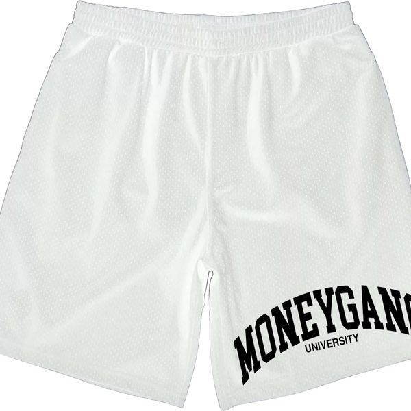 MoneyGang University Mesh Shorts White